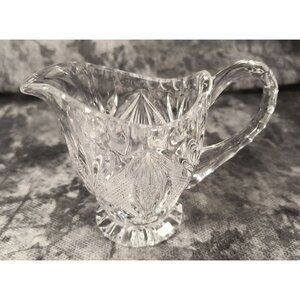 Vintage Brilliant Clear Footed Crystal Creamer With Intricate Pattern